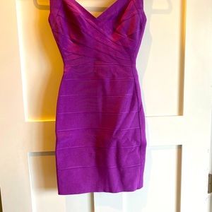 Herve Leger Mini Magenta Dress Small